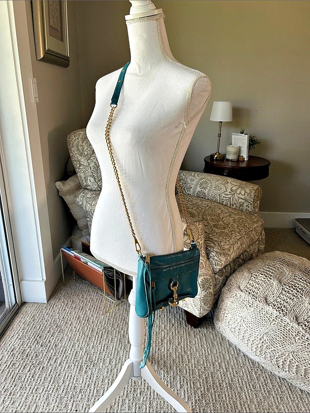 Rebecca Minkoff Mini M.A.C. Crossbody Leather Bag in Caribbean Blue